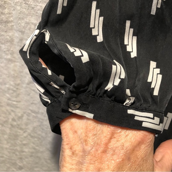 Nordstrom Collection scoop neck w tie mid length silk dress black and white 4 - Picture 4 of 9